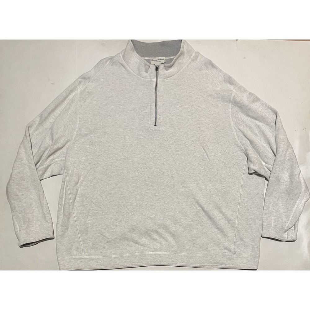 Tommy Bahama Sweater Men 4XB 4XLB Big White Gray Long Sleeve 1/4‎ Zip Reversible